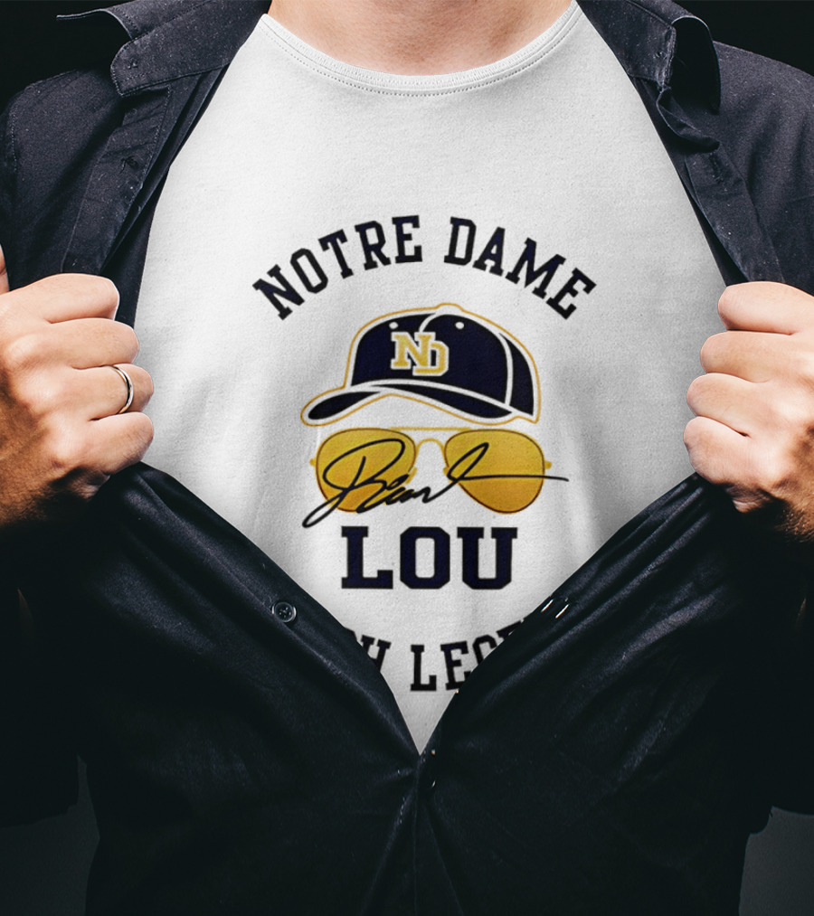 Notre Dame Irish Legend Lou Holtz ND Hat Signature T-Shirt