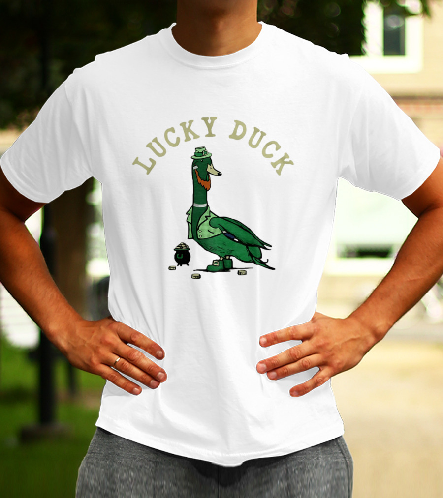 Lucky Duck St Patrick's Day Leprechaun Hat With Irish Coins T-Shirt