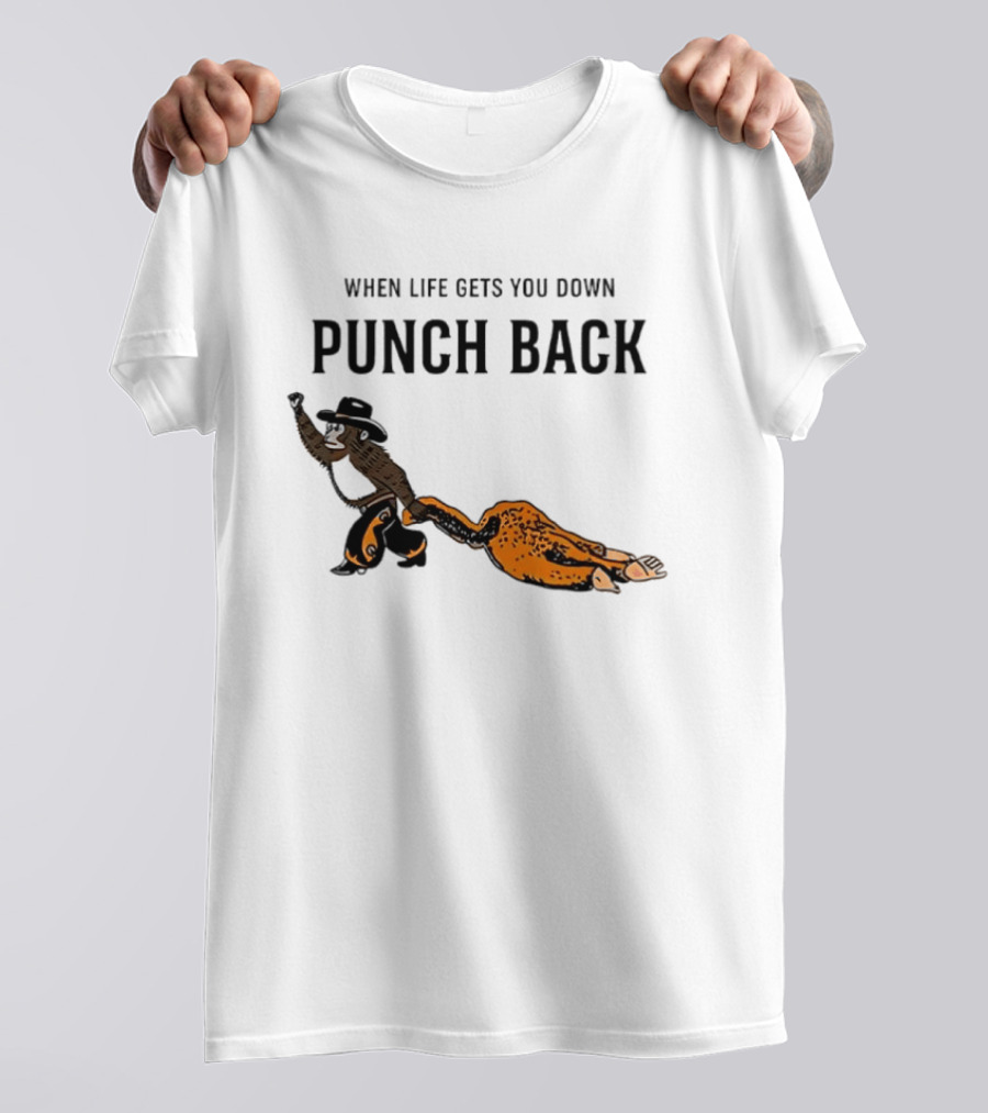 When Life Gets You Down Punch Back Meme Monkey Cowboy T-Shirt