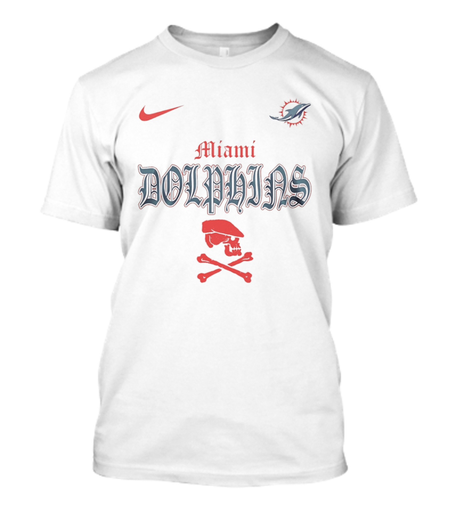 Miami Dolphins Dropkick Murphys Skull Nike NFL Collaboration T-Shirt