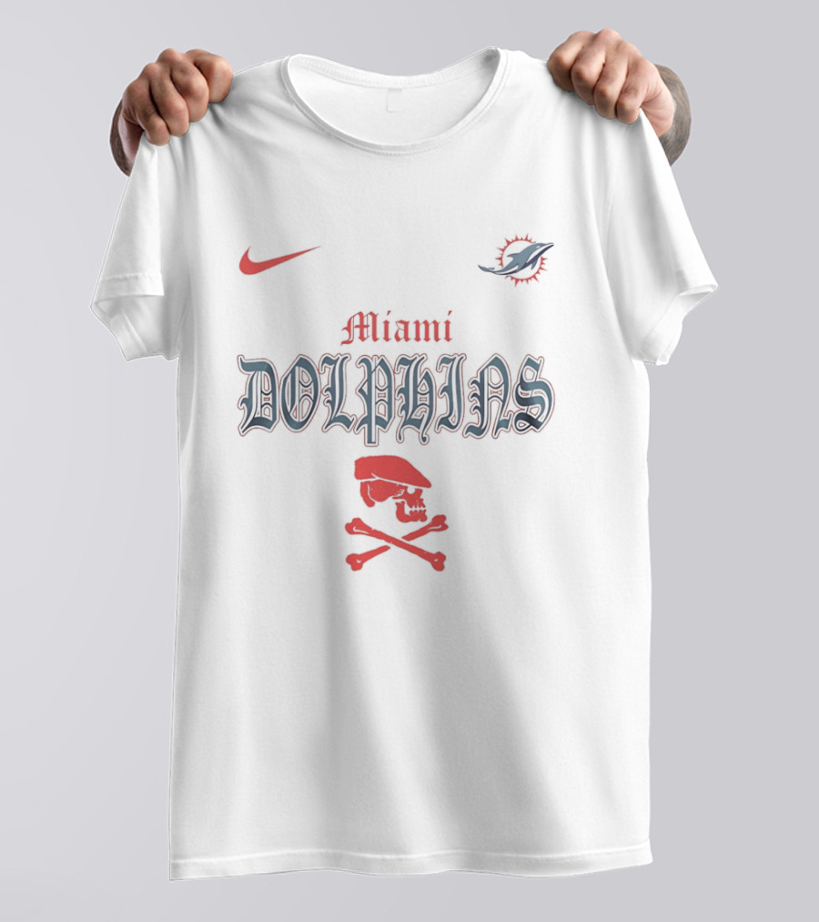 Miami Dolphins Dropkick Murphys Skull Nike NFL Collaboration T-Shirt