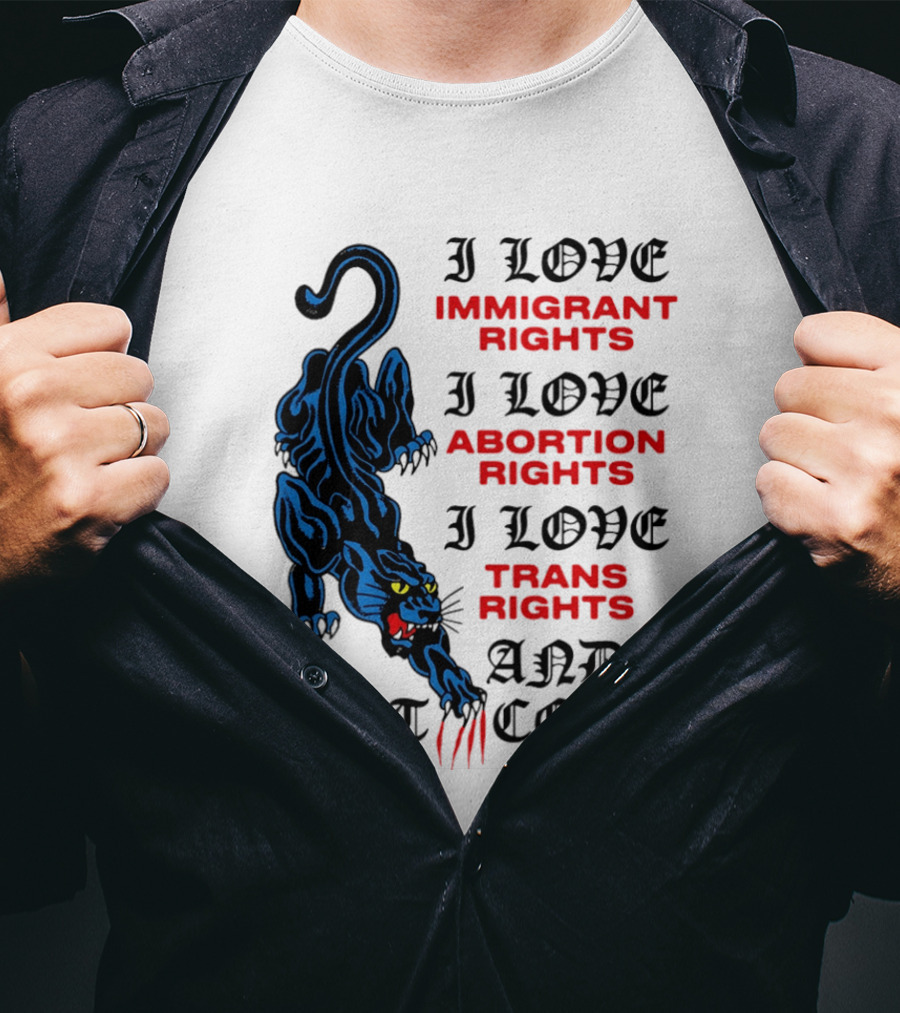 I Love Immigrant Rights Abortion Rights Trans Rights And Diet Coke Black Panther T-Shirt