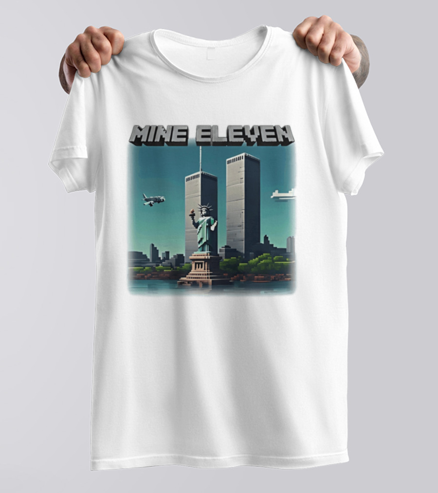 Mine Eleven Liberty Towers Tribute With Statue Of Liberty And Plane T-Shirt