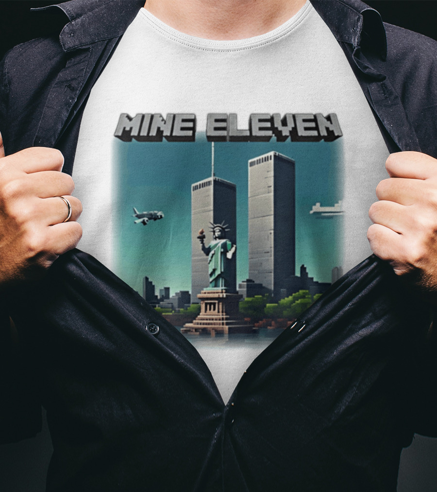 Mine Eleven Liberty Towers Tribute With Statue Of Liberty And Plane T-Shirt
