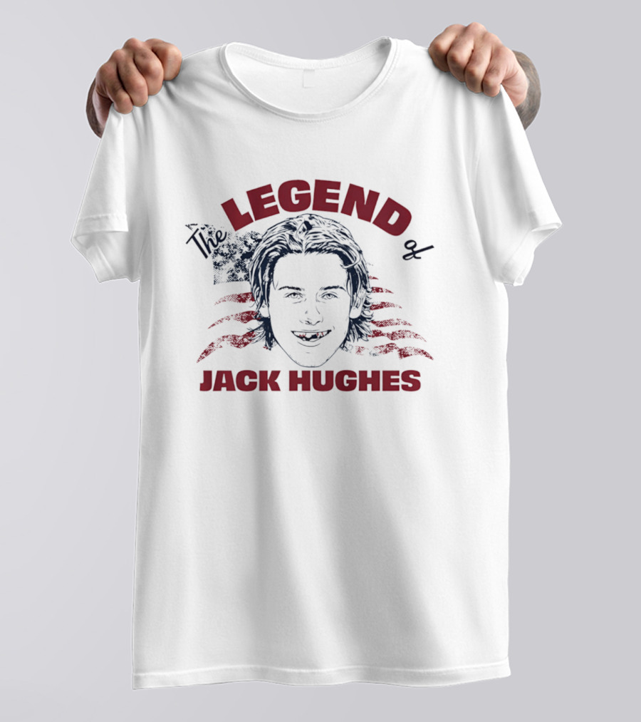 The Legend Of Jack Hughes USA Hockey American Flag T-Shirt