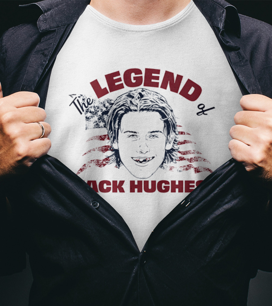 The Legend Of Jack Hughes USA Hockey American Flag T-Shirt