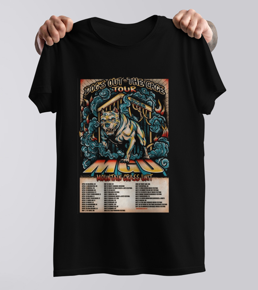 Dog's Out The Cage Tour 2026 Mountain Grass Unit MGU T-Shirt
