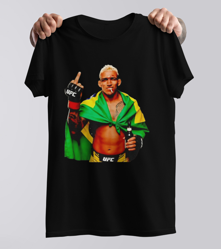 Charles Oliveira UFC Middle Finger Brazilian Flag Fighter T-Shirt