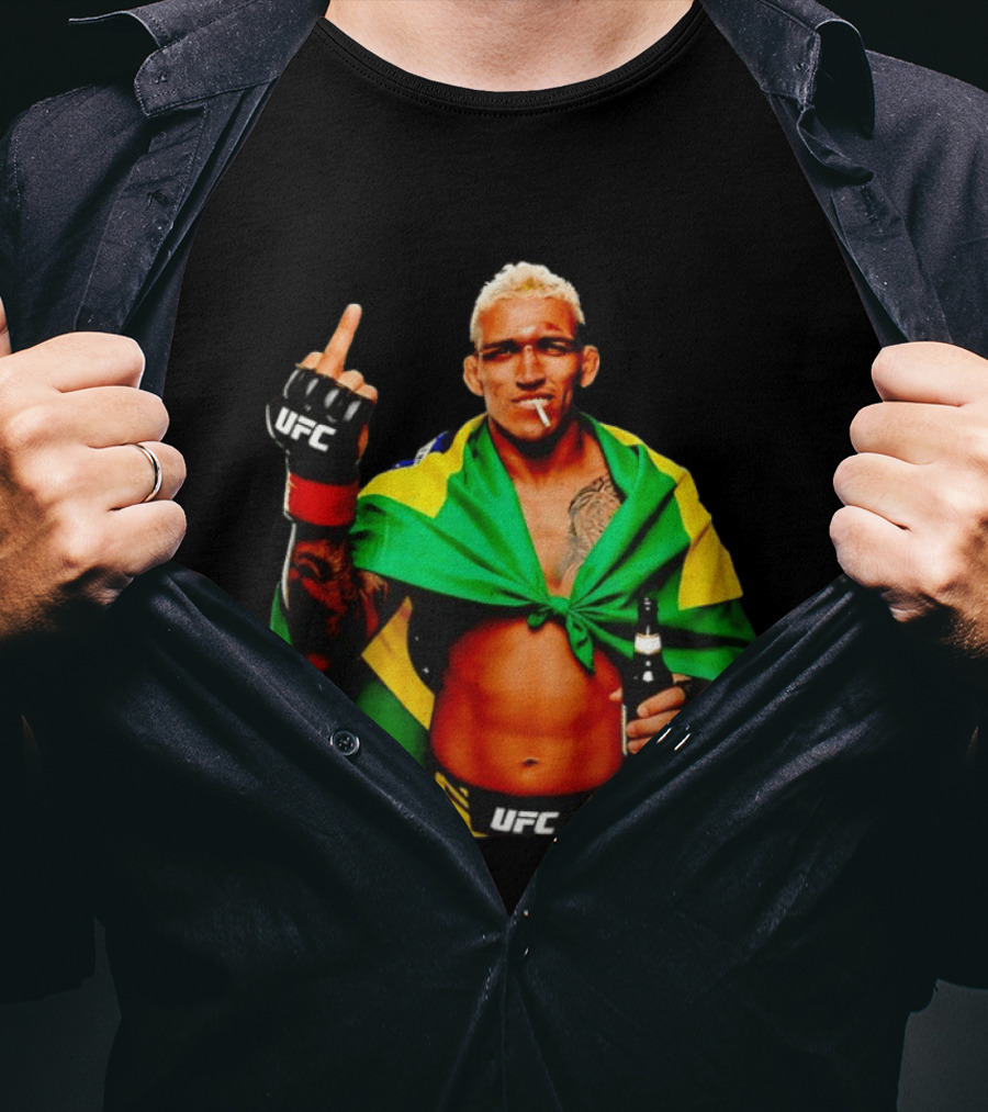 Charles Oliveira UFC Middle Finger Brazilian Flag Fighter T-Shirt