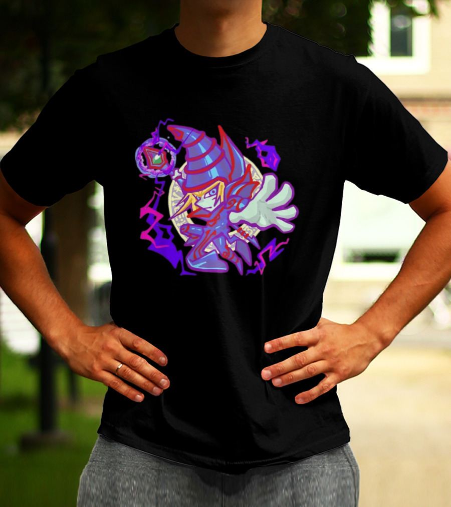 Dark Magician Yu Gi Oh Chibi Style Illustration Mystic Energy Sphere T-Shirt