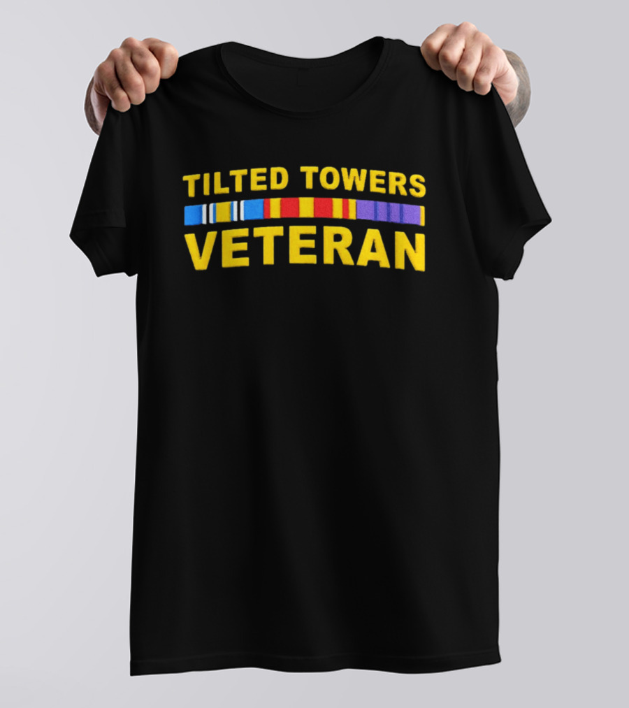 Tilted Towers Veteran Retro Military Ribbon Homage T-Shirt