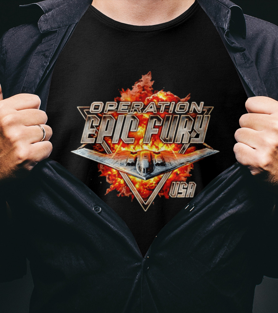 Operation Epic Fury B 2 Bomber Explosion USA T-Shirt