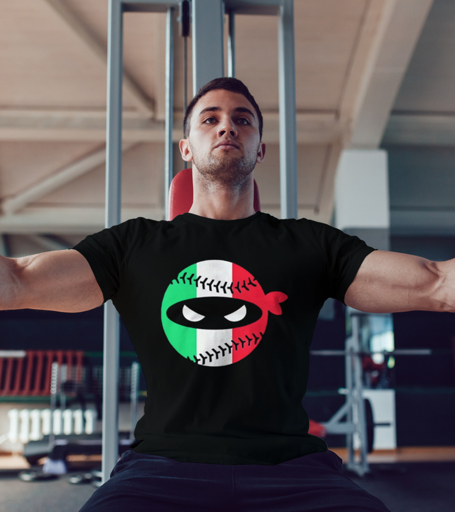 Pitching Ninja Italy Baseball Italian Flag Sports Fan Элита T-Shirt