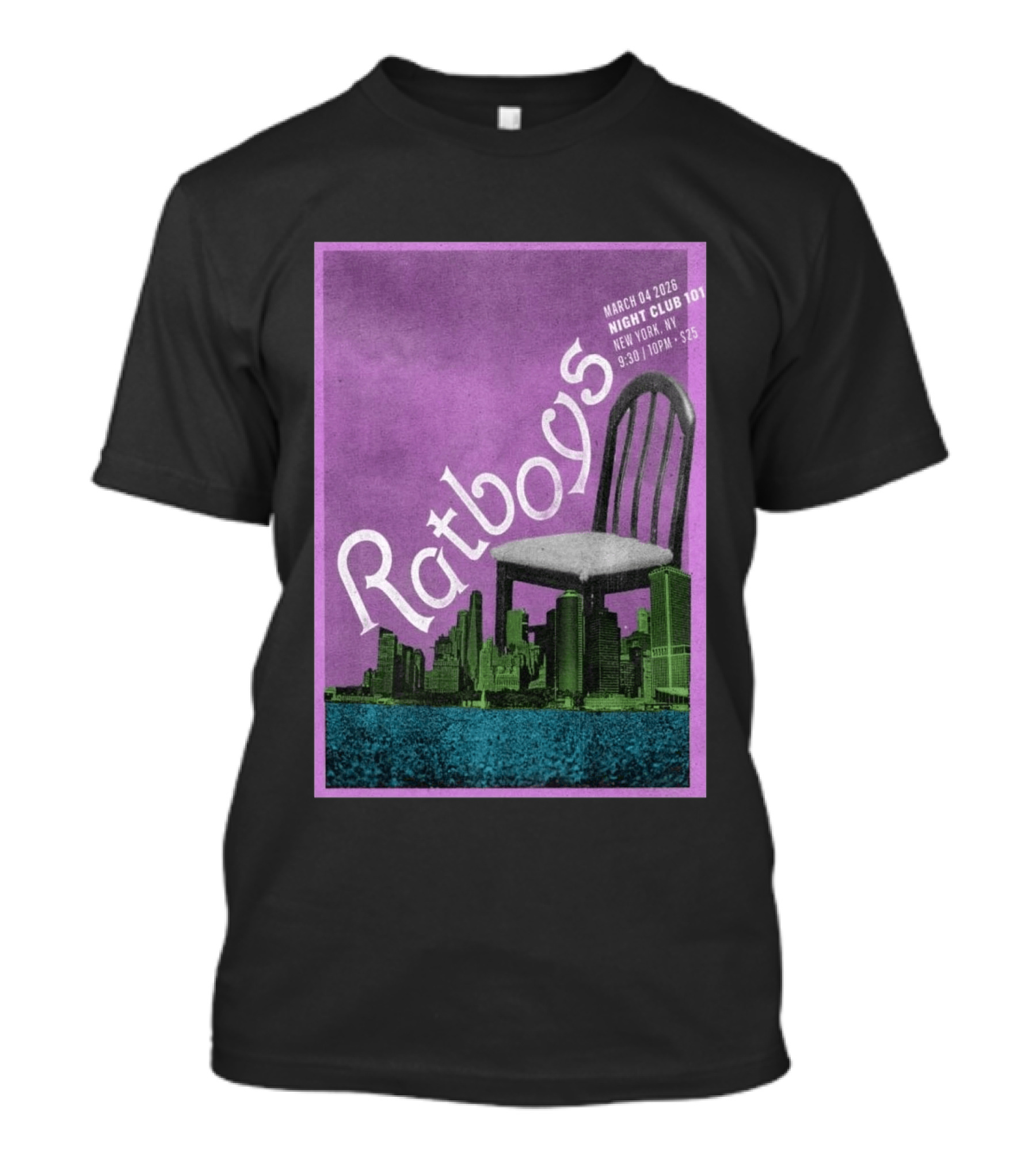 Ratboys March 4 2026 Night Club 101 New York NY Concert Event Chair Cityscape T-Shirt