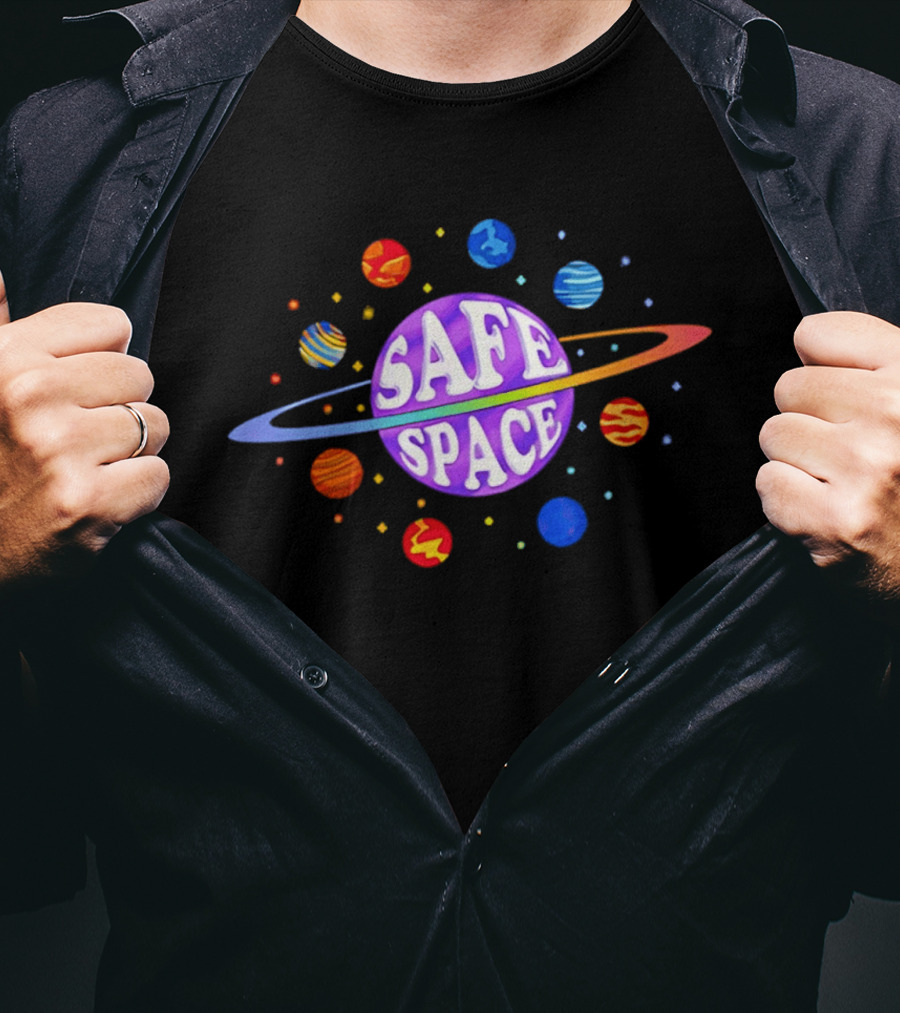 Safe Space Galaxy Colorful Planets Cosmic T-Shirt