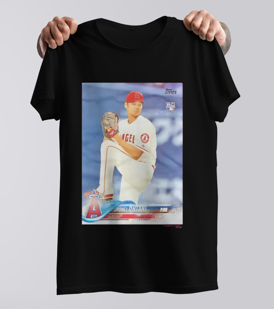 Shohei Ohtani Angels 2018 Topps Baseball Card RC Rookie PDI T-Shirt