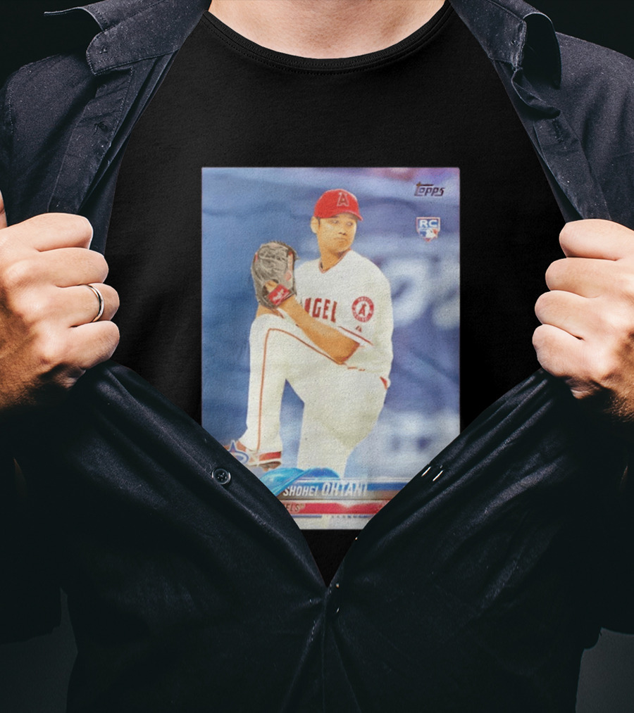 Shohei Ohtani Angels 2018 Topps Baseball Card RC Rookie PDI T-Shirt