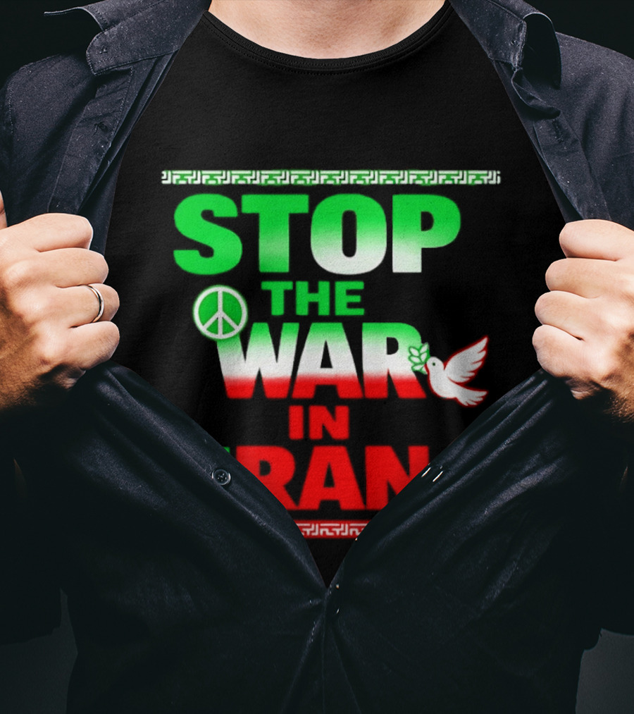 Stop The War In Iran Peace Symbol Dove T-Shirt