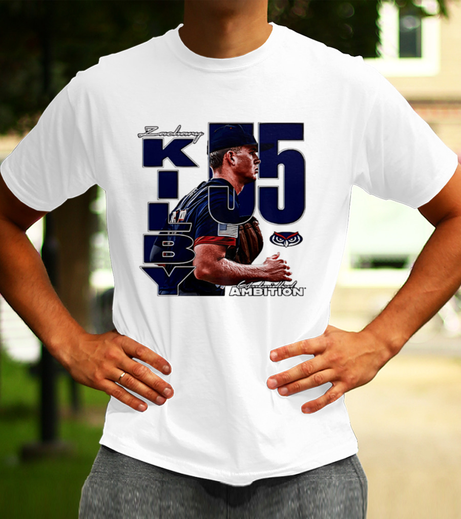 Zach Kilby 55 Baseball Ambition FAU Owls T-Shirt