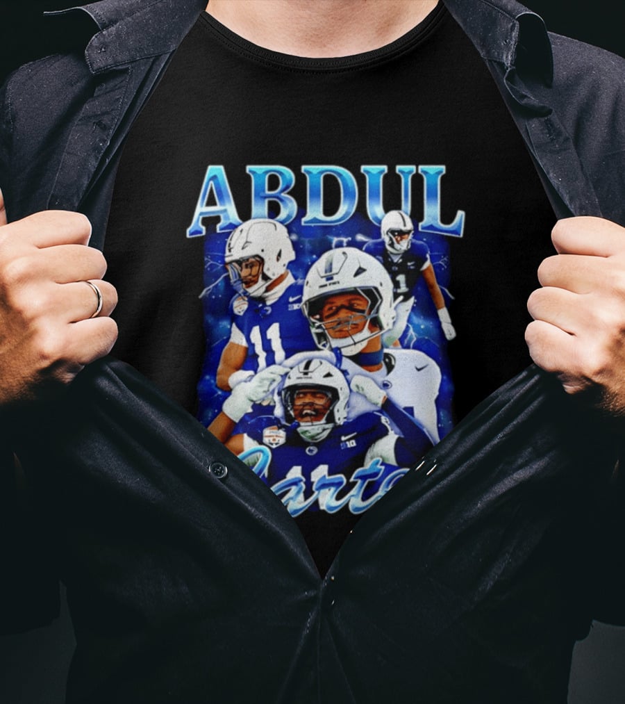 Abdul Carter Football Player Collage Blue And White Helmets T-Shirt