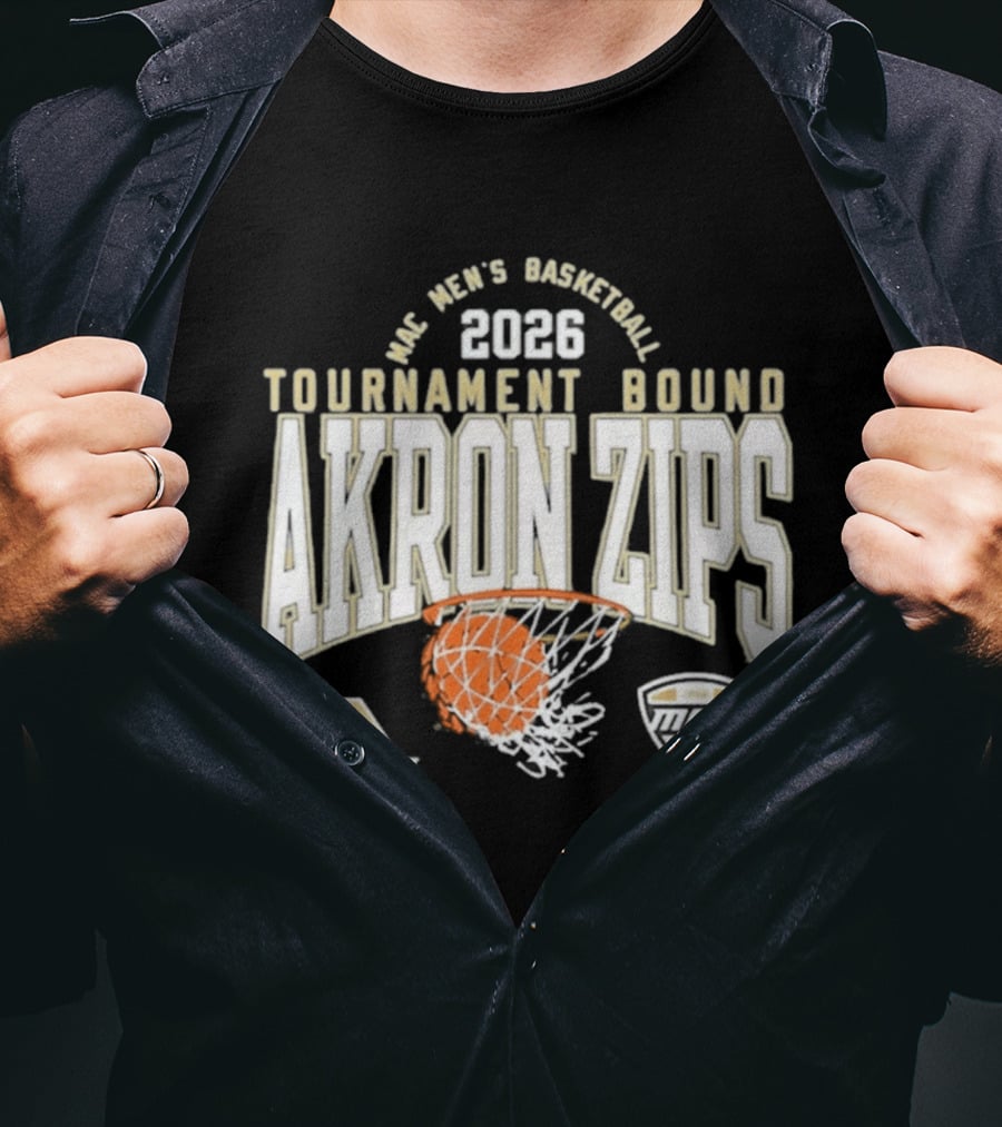 Akron Zips 2026 MAC Men's Basketball Tournament Bound Summit Sportswear T-Shirt