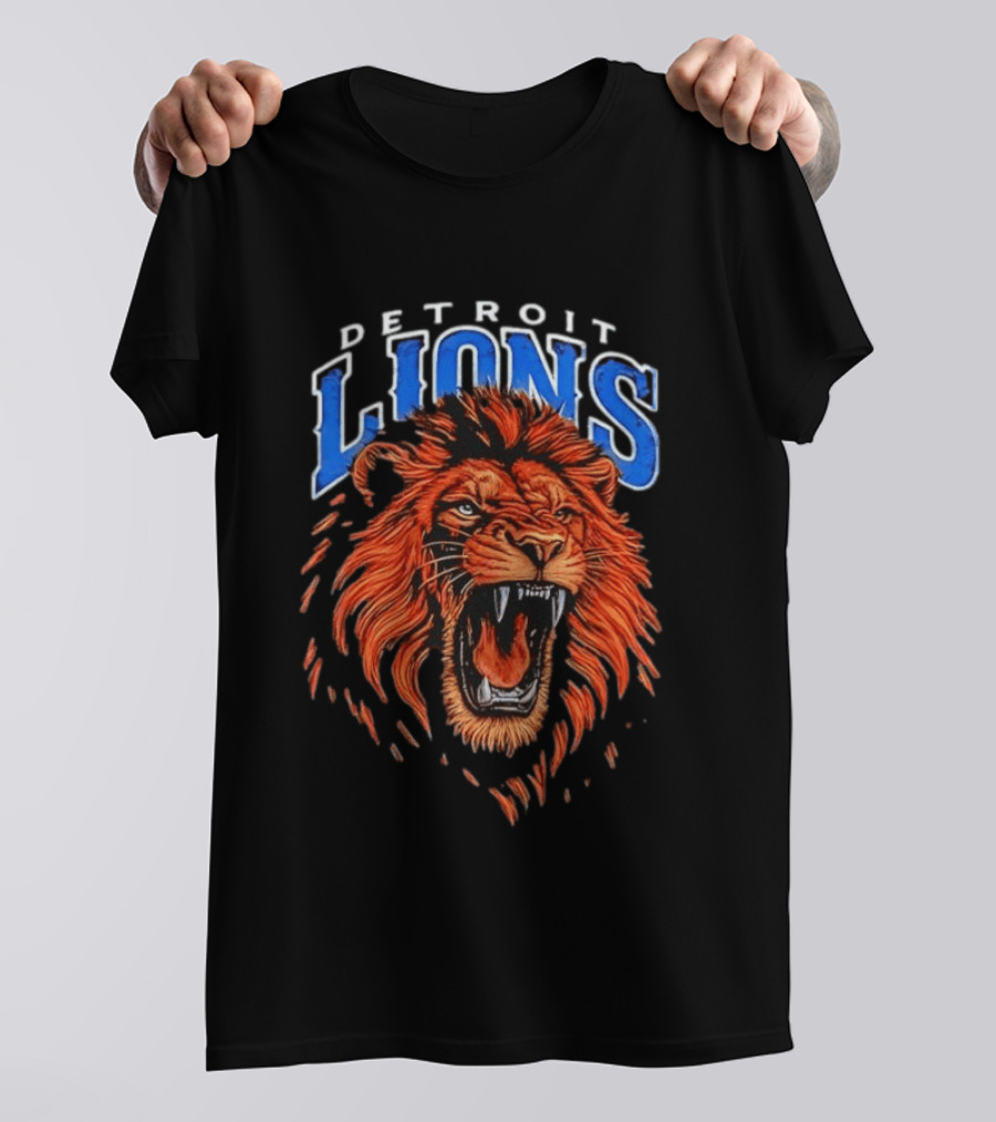 Detroit Lions Roaring Lion Head NFL Team T-Shirt