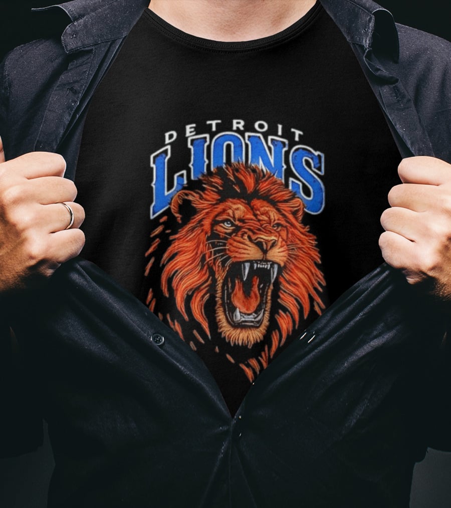 Detroit Lions Roaring Lion Head NFL Team T-Shirt