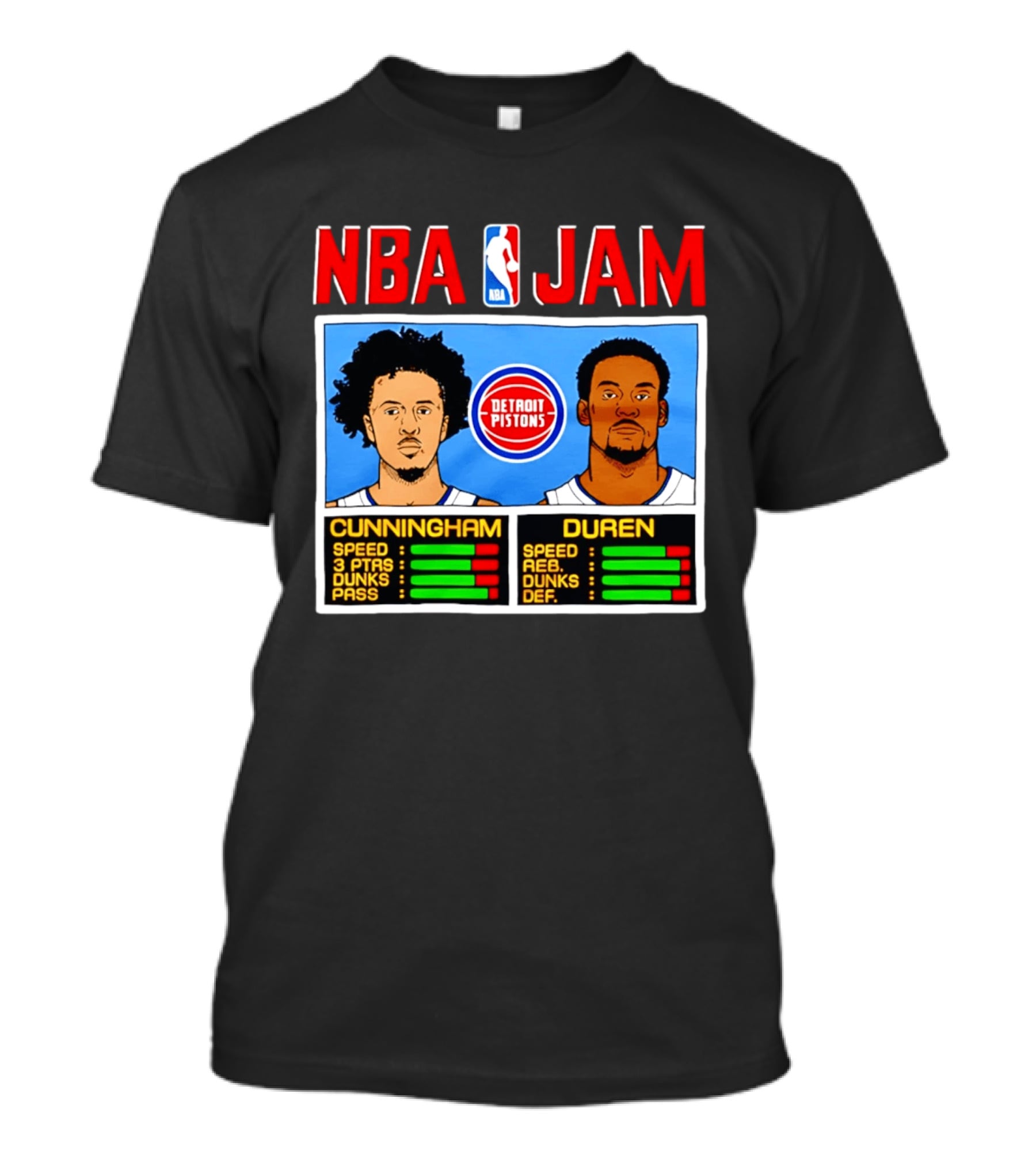 NBA Jam Detroit Pistons Cade Cunningham Jalen Duren Stats T-Shirt
