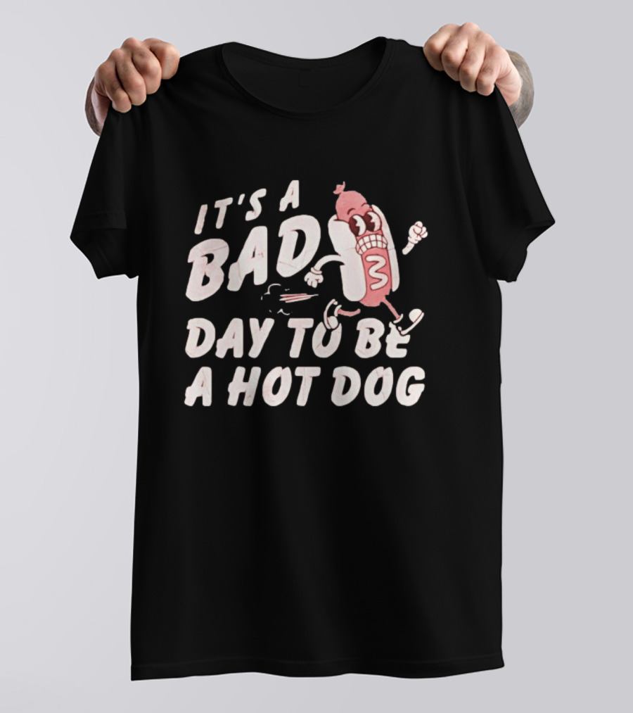 It's A Bad Day To Be A Hot Dog Meme Running Cartoon T-Shirt