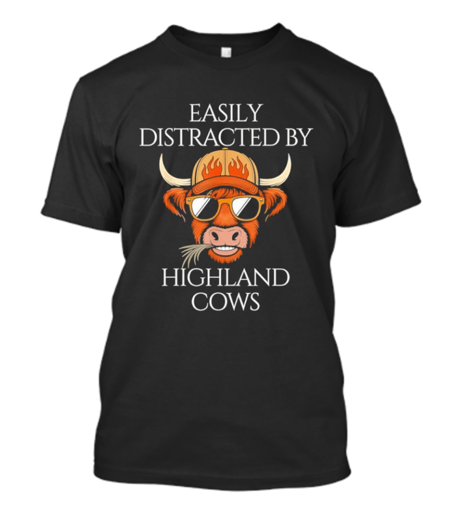 Easily Distracted By Highland Cows Cool Sunglasses And Hat T-Shirt