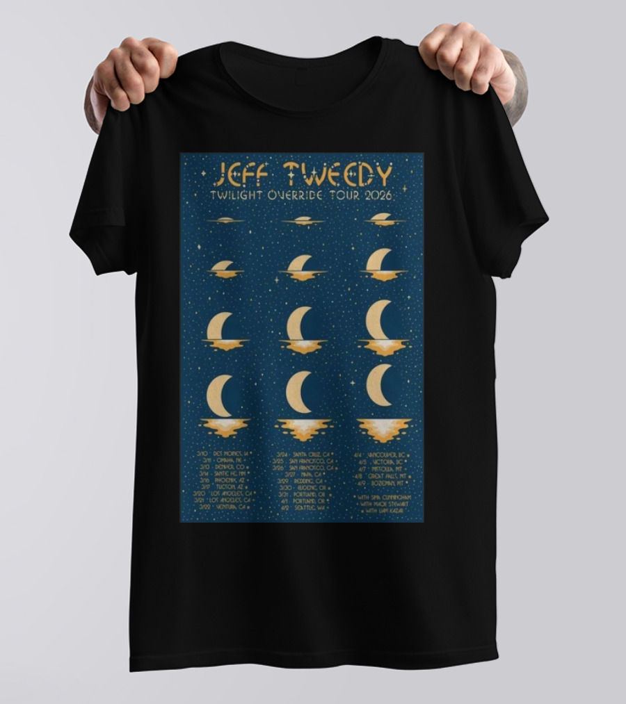 Jeff Tweedy Twilight Override Tour 2026 Des Moines Denver Chicago Portland Seattle San Francisco Los Angeles Albuquerque Victoria Bozeman T-Shirt