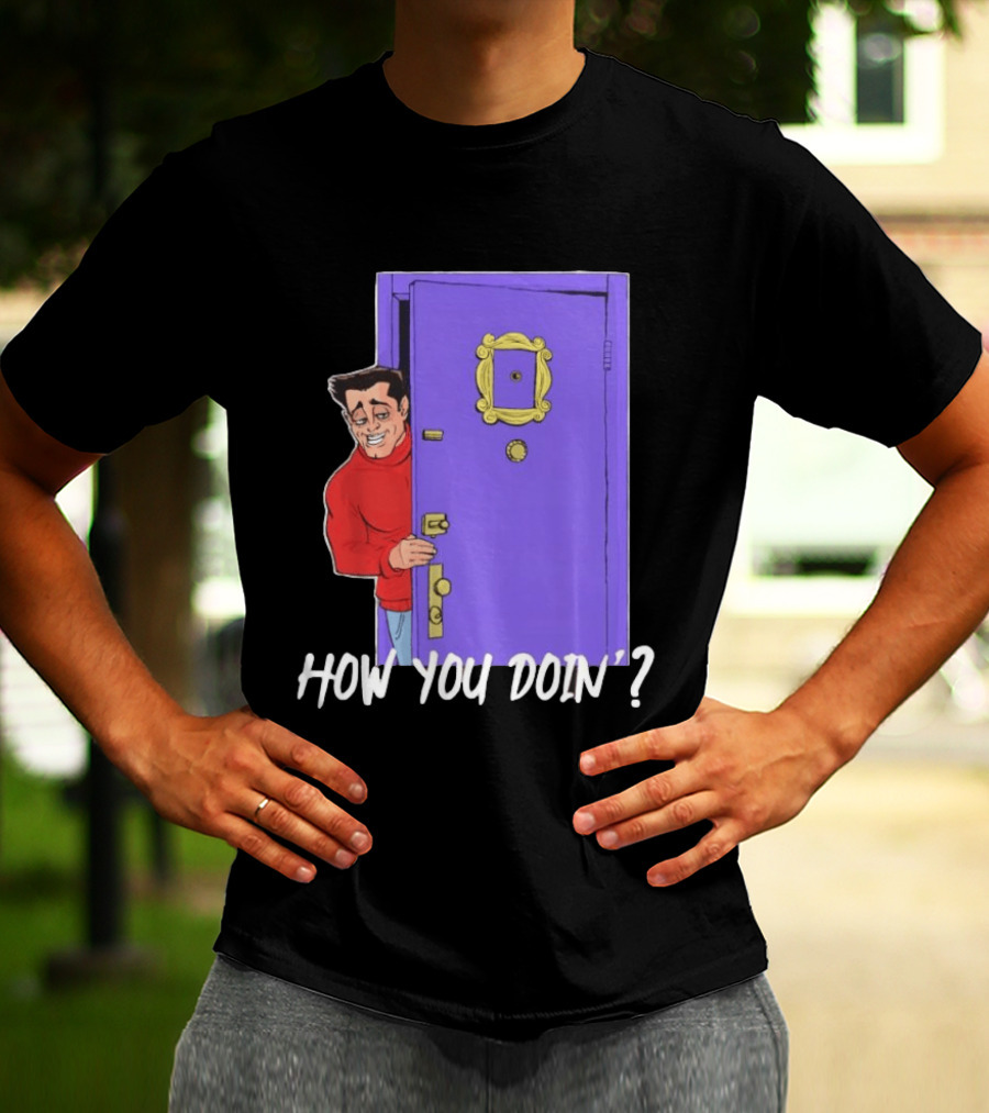 Joey Tribbiani How You Doin Cartoon Purple Door Iconic Phrase T-Shirt