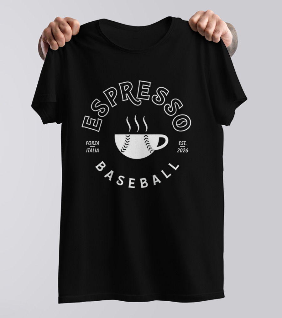 Espresso Baseball Forza Italia Est 2026 Iconic Coffee Cup With Stitching T-Shirt