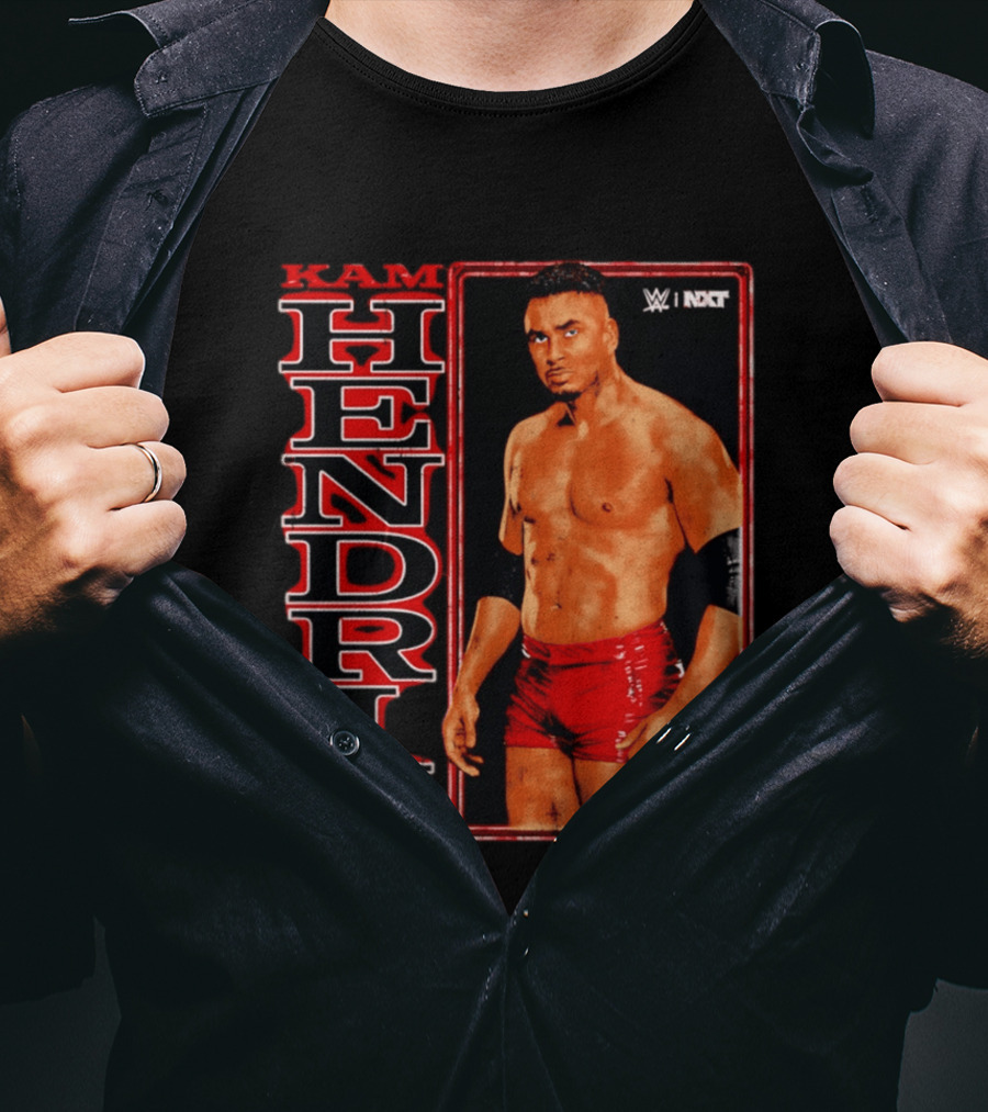 Kam Hendrix WWE NXT Vertical Name Red Trunks T-Shirt