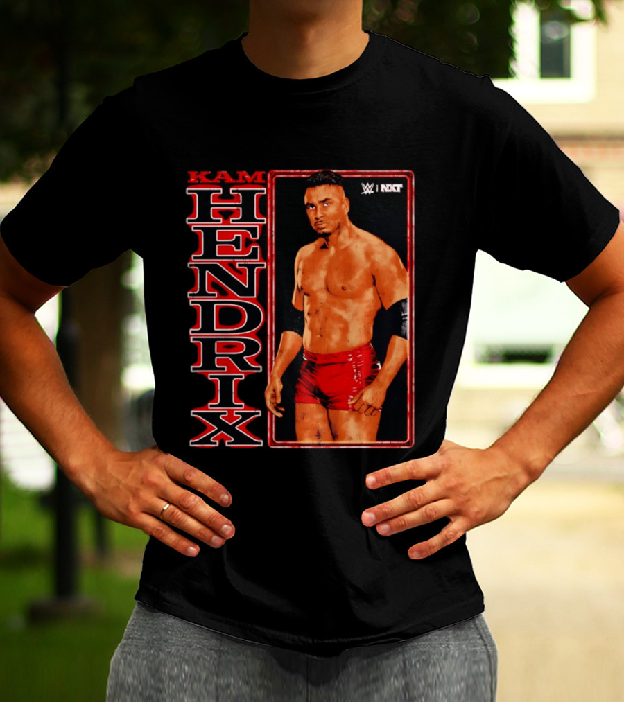 Kam Hendrix WWE NXT Vertical Name Red Trunks T-Shirt