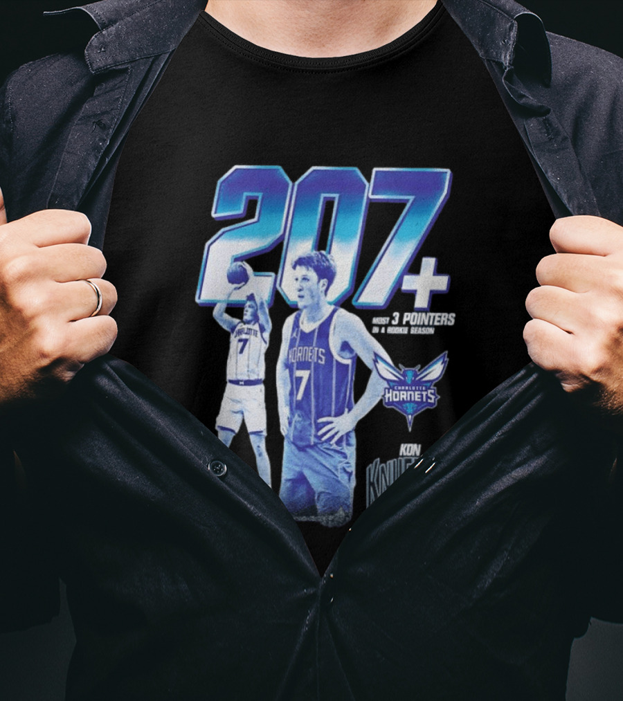 207+ Most 3 Pointers In NBA Rookie Season Kon Knueppel Charlotte Hornets T-Shirt