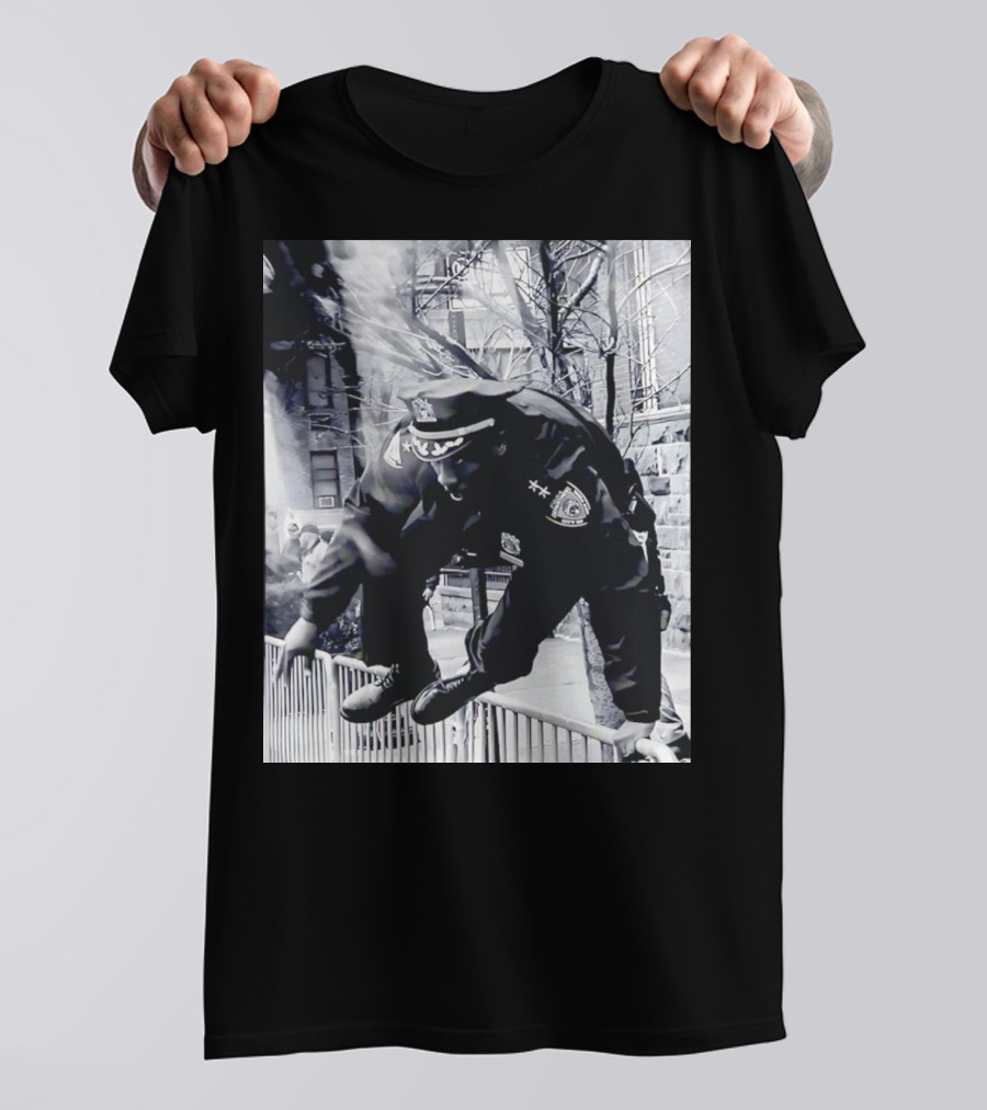 Chief Aaron Edwards American Hero Police Officer Jumping Fence T-Shirt