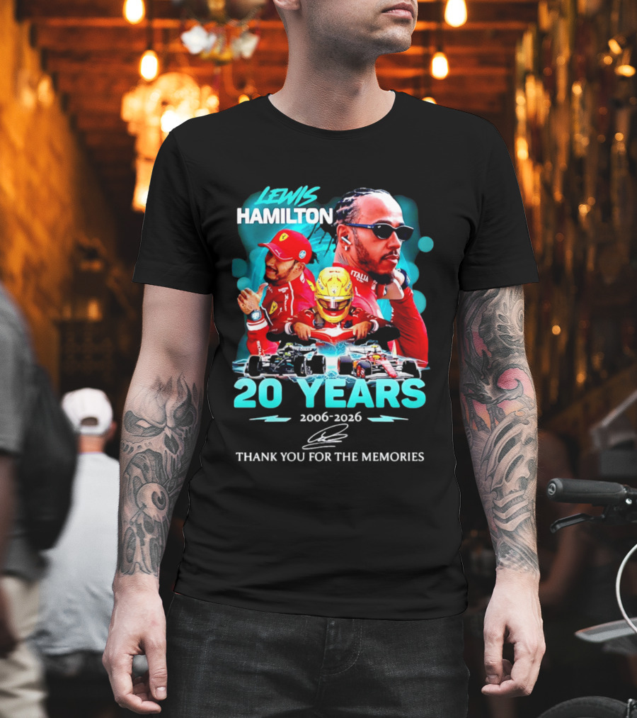 Lewis Hamilton 20 Years 2006 2026 Thank You For The Memories Ferrari F1 Racing Celebration T-Shirt