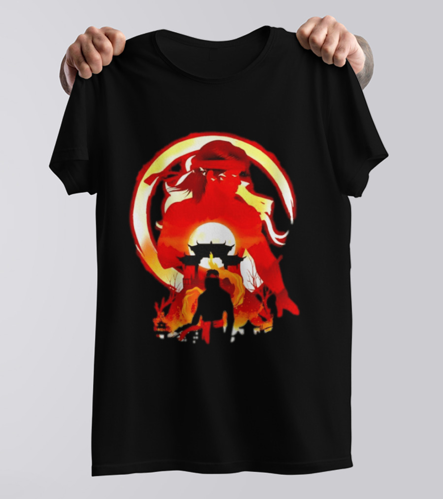 Liu Kang Mortal Kombat Dragon Circle Fire Temple Scene T-Shirt