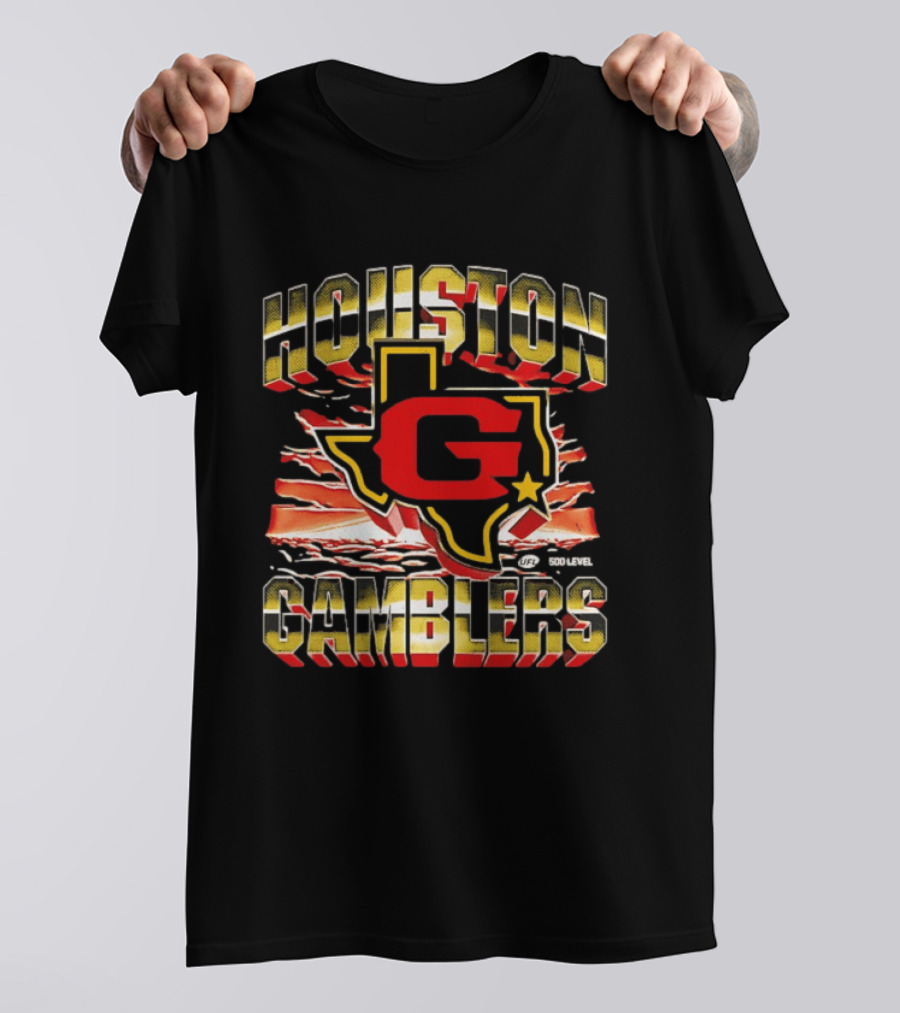 Houston Gamblers UFL Texas Map Star T-Shirt
