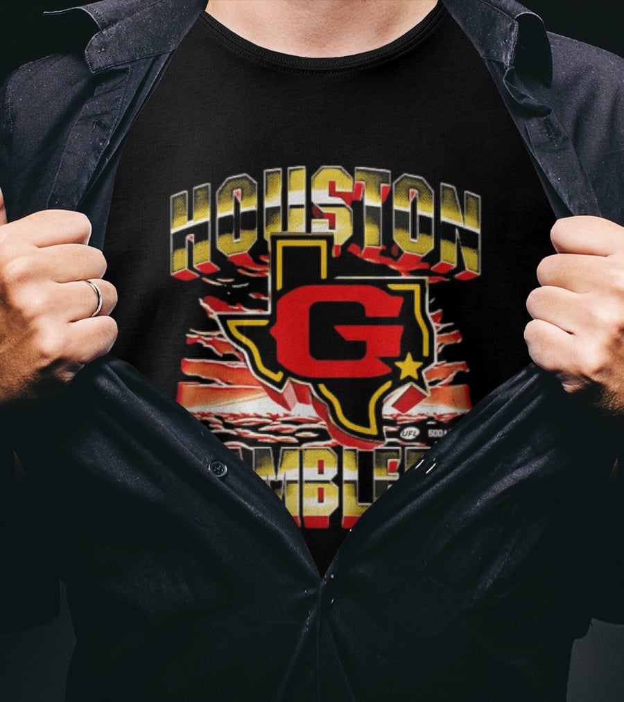 Houston Gamblers UFL Texas Map Star T-Shirt