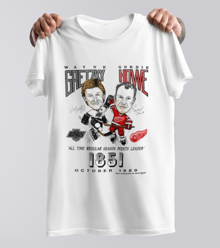 Wayne Gretzky Gordie Howe Regular Season Points Leader October 1989 1851 T-Shirt