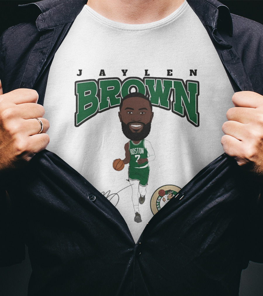 Jaylen Brown Boston Celtics Hardwood Comic Celtics Player Caricature T-Shirt