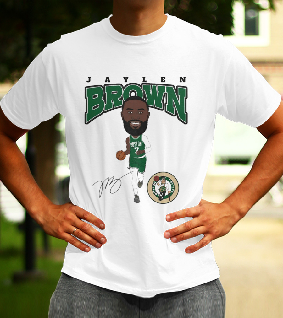 Jaylen Brown Boston Celtics Hardwood Comic Celtics Player Caricature T-Shirt