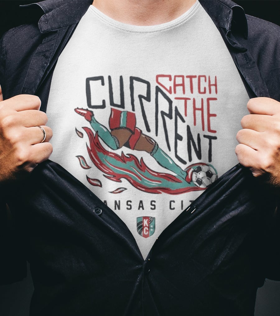 Kansas City Current Catch The Current Kick The Ball T-Shirt