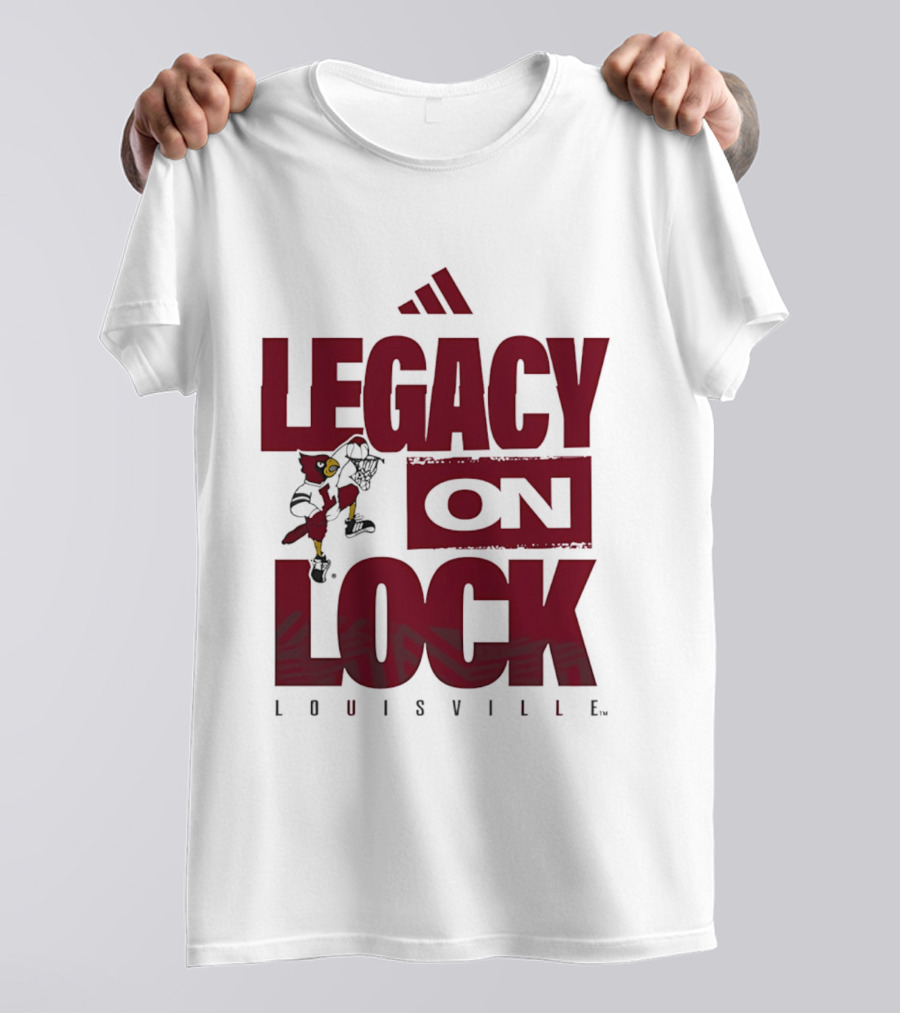 Louisville Cardinals Legacy On Lock Adidas Basketball T-Shirt
