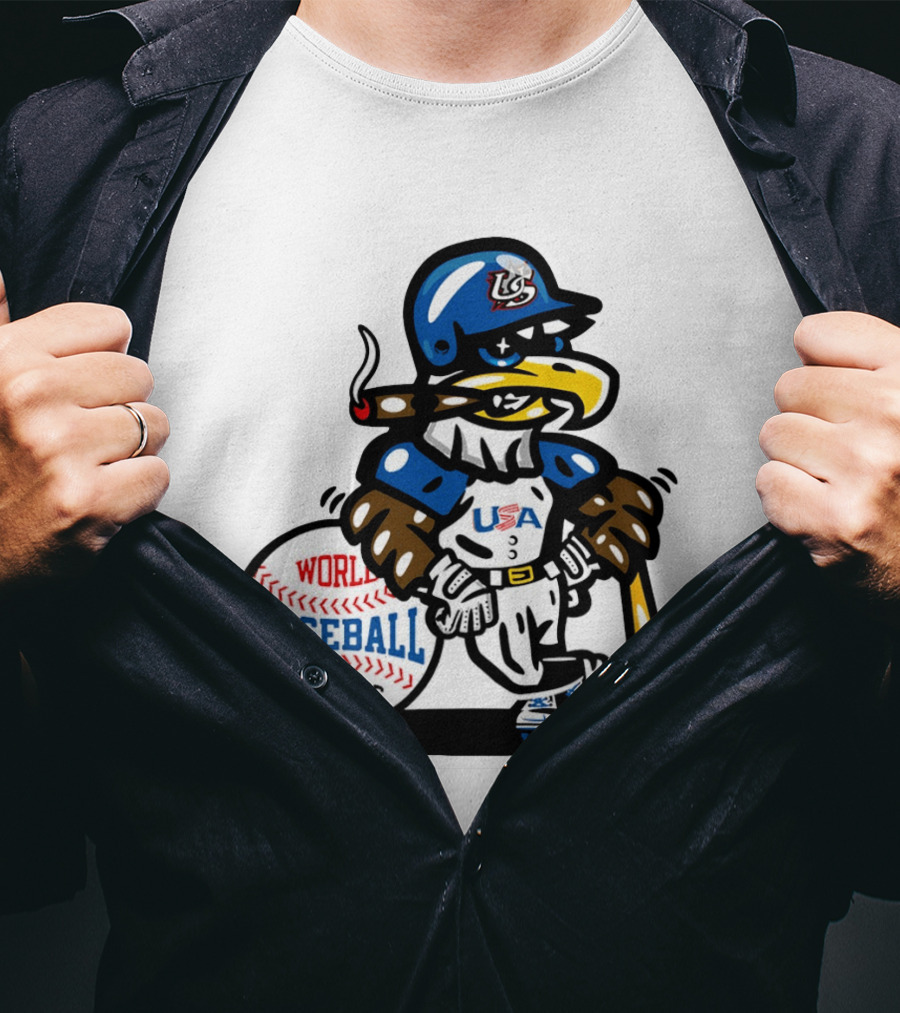 USA Baseball Eagle Mascot World Baseball T-Shirt