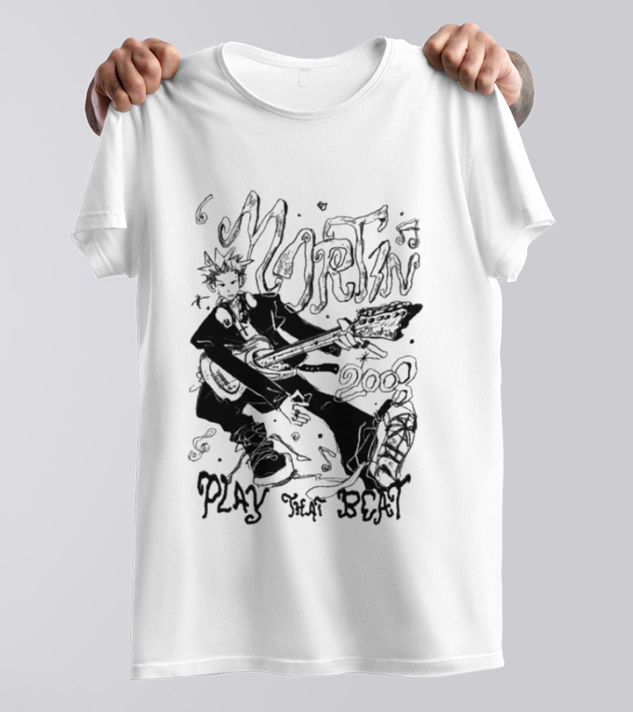 Martin 2008 Play That Beat Musician With Guitar T-Shirt