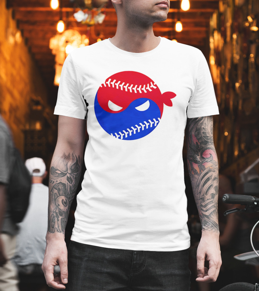 Pitching Ninja South Korea Baseball Yin Yang T-Shirt