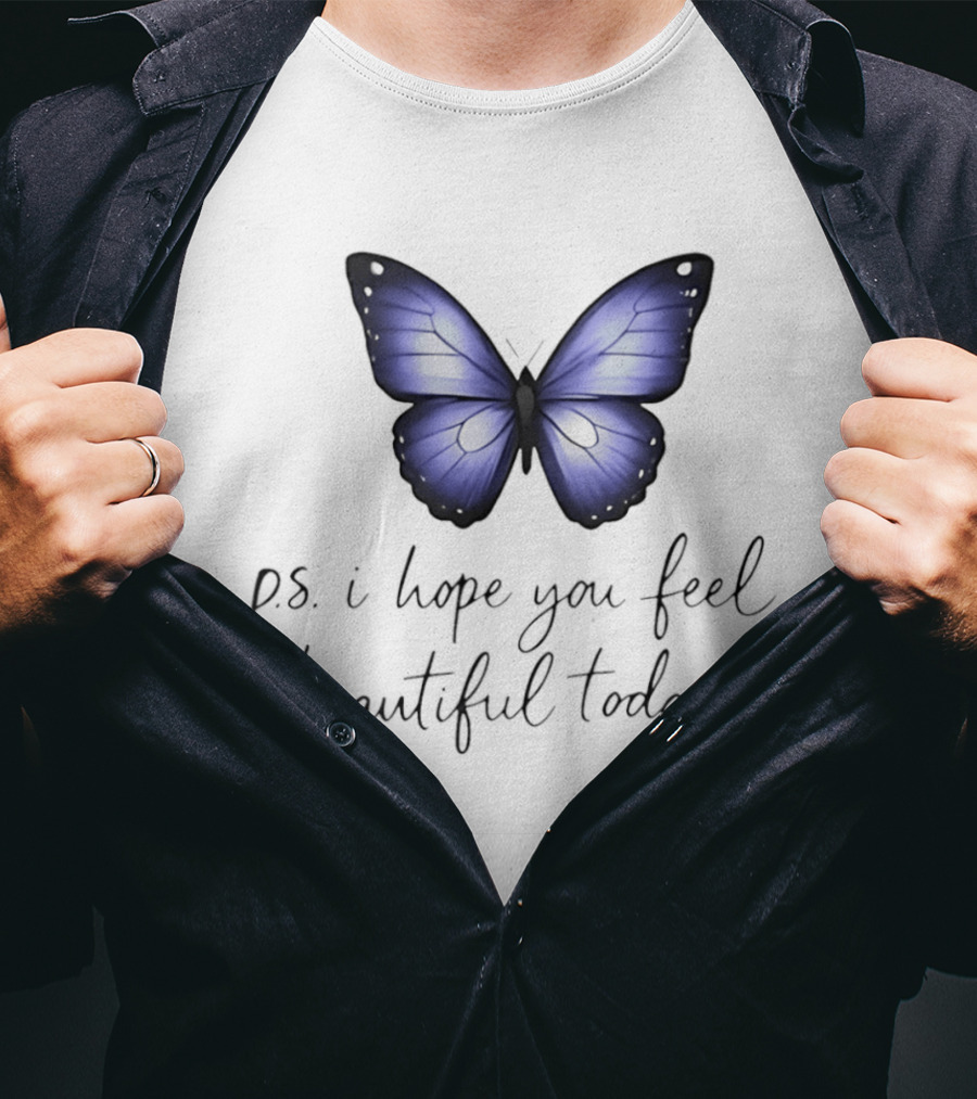 Charlotte Flair P.S. I Hope You Feel Beautiful Today Blue Butterfly T-Shirt